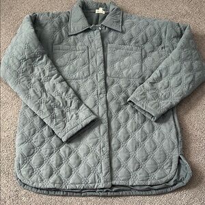 Hem & Thread Gray/blue floral Quilted Jacket